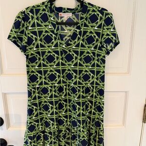 Jude Connally Navy and Lime Geometric Dress